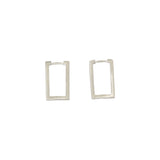 Rectangle Hinged Hoop Earrings in Brushed Silver - 20mm