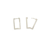 Rectangle Hinged Hoop Earrings in Brushed Silver - 20mm
