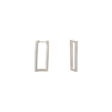 Rectangle Hinged Hoop Earrings in Brushed Silver - 20mm