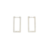 Rectangle Hinged Hoop Earrings in Brushed Silver - 25mm