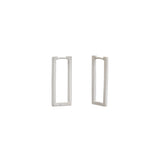 Rectangle Hinged Hoop Earrings in Brushed Silver - 25mm