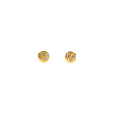 Pave Post Earrings in 24k Yellow Gold with Champagne Diamonds