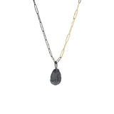 Short Links Chain in Oxidized Silver with 7 Consecutive Gold Links