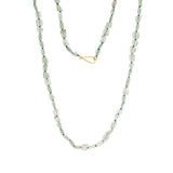Geometric Faceted Green Amethyst Necklace with 18k Gold Beads and Clasp