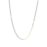 Short Links Chain in Oxidized Silver with 7 Consecutive Gold Links