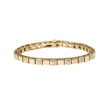Rectangular Diamond Tennis Bracelet in 14k Yellow Gold with 12 Diamonds