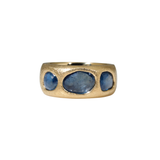 Blue Sapphire Three Stone Ring in 14k Royal Yellow Gold