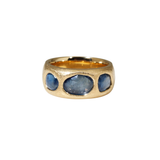 Blue Sapphire Three Stone Ring in 14k Royal Yellow Gold