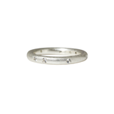 2.5mm Modeled Band in Brushed Silver with White Sapphires & File Finish