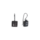 Square Dangle Earrings with White Diamond in Oxidized Silver