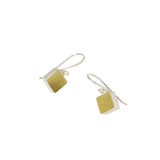 Tiny Square Earrings in Silver & 22k Bimetal