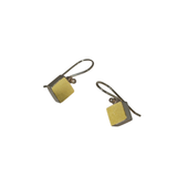 Tiny Square Earrings in Oxidized Silver & 22k Bimetal