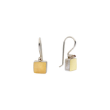 Tiny Square Earrings in Silver & 22k Bimetal