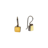 Tiny Square Earrings in Oxidized Silver & 22k Bimetal