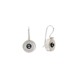 Circle Earrings in Silver with Hematite