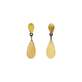 Teardrop Dangle Post Earrings w/ Teardrop in Oxidized Silver & 22k Bimetal