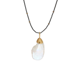 Petal Pearl Pendant with Sculptural Cap and Bail in 14k Gold