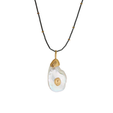 Petal Pearl Pendant with Sculptural Cap and Bail in 14k Gold