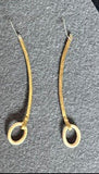 Carved Antler Link Dangle Earrings with Brass