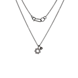 Large Flower Charm Necklace in Oxidized Silver