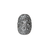 Sea Urchin Shield Ring in Oxidized Silver With Rose Cut Diamonds