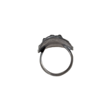 Sea Urchin Shield Ring in Oxidized Silver With Rose Cut Diamonds