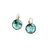Round Persian Variscite Earrings in Oxidized Silver