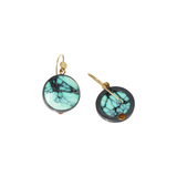 Round Persian Variscite Earrings in Oxidized Silver