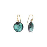 Round Persian Variscite Earrings in Oxidized Silver