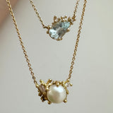 Aquamarine and Diamond Encrusted Pendant in 14k Yellow Gold