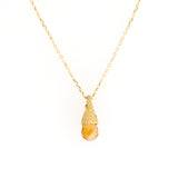 Citrine Briolette Pendant in Sand-Textured 18k Yellow Gold