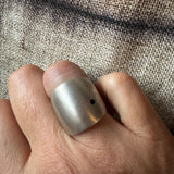 Round Cuba Ring with Black Sapphire in Silver