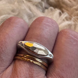 Custom Silver Ring with 14k Gold Facet Gem with Diamonds