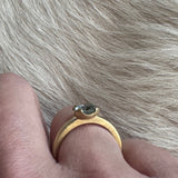 Scooped Prong Round Light Blue Sapphire Ring in 18k Yellow Gold