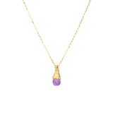 Amethyst Briolette Pendant in Sand-Textured 18k Yellow Gold
