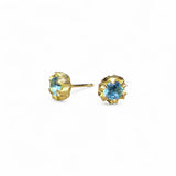 Blue Lotus Aquamarine Post Earrings in 18k Yellow Gold