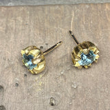 Blue Lotus Aquamarine Post Earrings in 18k Yellow Gold