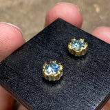 Blue Lotus Aquamarine Post Earrings in 18k Yellow Gold