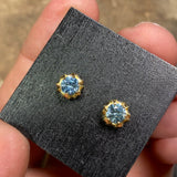 Blue Lotus Aquamarine Post Earrings in 18k Yellow Gold
