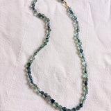 Geometric Faceted Fluorite Bead Necklace with 18k Gold Beads and Clasp