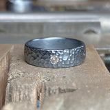 Second Skin Ring in Oxidized Silver with 3mm Natural White Diamond