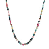 Faceted Green and Pink Tourmaline Bead Necklace with 18k Gold Beads and Handmade Clasp