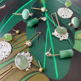 Jade and Pearl Hook Earrings