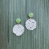 Circle Sugar Crust Jadeite Post Earrings