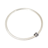 Silver Bangle with Oxidized Silver and 3 Grey Diamonds Bead