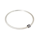 Silver Bangle with Oxidized Silver and 3 Grey Diamonds Bead