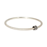 Silver Bangle with Oxidized Silver and 3 Grey Diamonds Bead