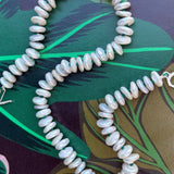 Pancake Pearl Knotted Necklace with Silver