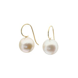 Round Cream South Sea Pearl Earrings with 18k Gold Earwires