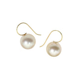 Round Cream South Sea Pearl Earrings with 18k Gold Earwires